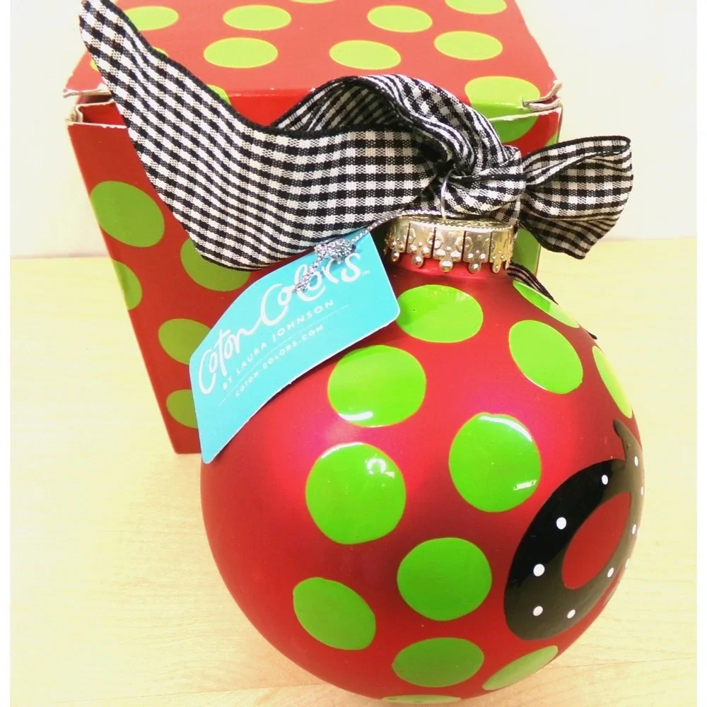 Coton Colors by Laura Johnson Hand Painted Christmas Ornament IN-DOT-RD Letter a